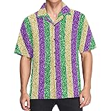 visesunny Hawaiian Shirt for Men Mardi Gras Gold