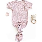 Sorrel + Fern Baby Gown – Super Soft Knotted Gown with Bottom Tie and Hand Mittens – For Baby Boys and Girls, Infant, Newborn