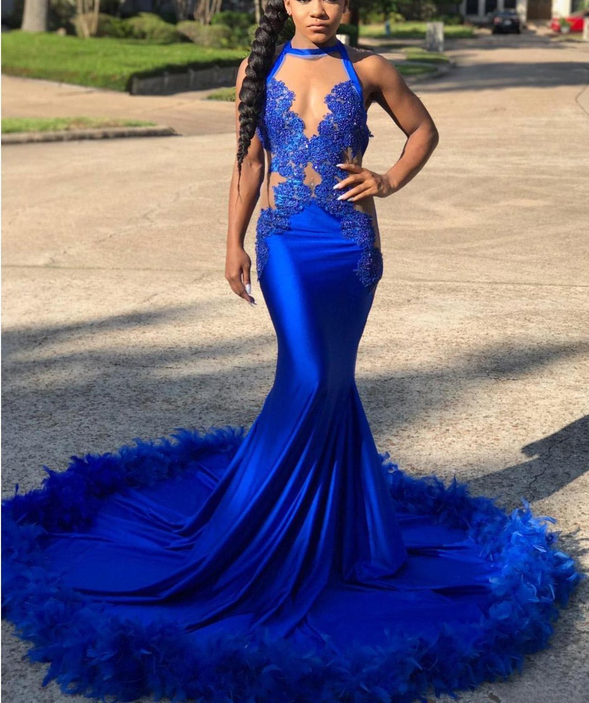 feather formal gowns