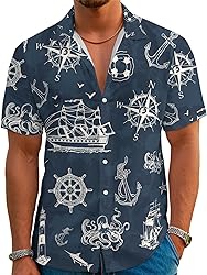 Hawaiian Shirts for Men Summer Beach Casual Short