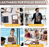 Leathario A4 Portfolio Folder 4-Ring Binder with Notepad 10 Sheet Protectors view 7