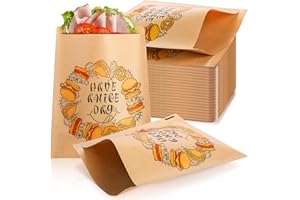 Nicunom 500 Pack Paper Sandwich Bags, Kraft Paper Treats Bags Brown Snack Bags Wax Paper Paper Bags Party Flat Favor Bag Grea