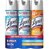 Lysol Disinfectant Spray, Sanitizer, Crisp Linen &amp; Mango, 19 oz, 3 Pack | Multi-Surface Disinfecting &amp; Sanitizing Antibacterial Room Spray, Deodorizer Spray, Home &amp; Bathroom Cleaning Supplies