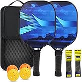 YEFLY Blue Upgrade Texture adds More Friction,Fiberglass Pickleball Paddles Set: Handle with TPU Edge Guard, Lightweight PP for More Flexibility，Best Game Gifts for Beginners and Intermediate