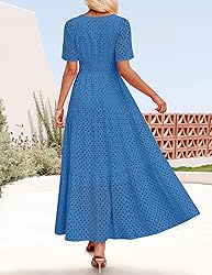 ZESICA Women's 2025 Summer Short Sleeve Maxi Dress