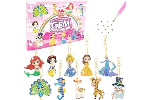 NARDOLL Princess Toys for Girls 4-6 - Diamond Painting Kits for Kids - 10Pcs Make Your Own GEM Keychains Paint by Numbers Kit - Best Tween Girls Gifts Ideas - Art Supplies for Girls Toys Ages 5 6 7 8 9 10 12