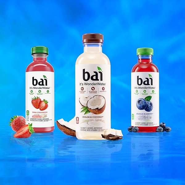 BAI ANTIOXIDANT INFUSED WATER BEVERAGE, MOLOKAI COCONUT, WITH VITAMIN C AND NO ARTIFICIAL SWEETENERS, 18 FLUID OUNCE BOTTLE, 6 PACK