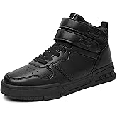 Lxuan Women's High Top Fashion Basketball Ankle Boots Walking Tennis Shoes Platform Hook and Loop Casual Faux Leather Hidden Heels Sneaker