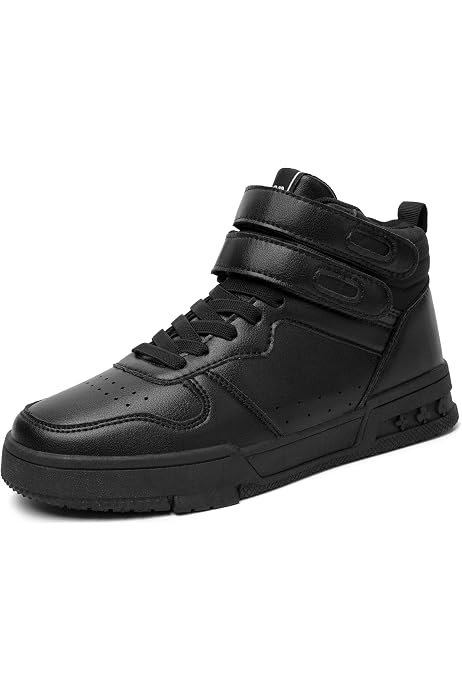 black leather high top tennis shoes