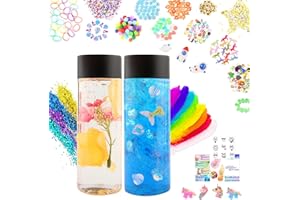 VMNlooking Sensory Bottles Kits Supplies Sensory Toys for Toddlers1-3, Calm Down Corner Supplies with Glitter, 2 Containers（2XL）