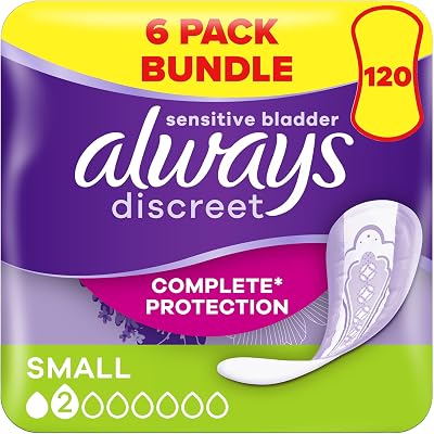 Always Discreet Incontinence Pads Small 120 Moderate Absorbency 6 Packs