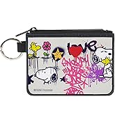 Buckle-Down Peanuts Wallet, Coin Purse, Peanuts Snoopy and Woodstock Graffiti Collage Multi Color, Canvas