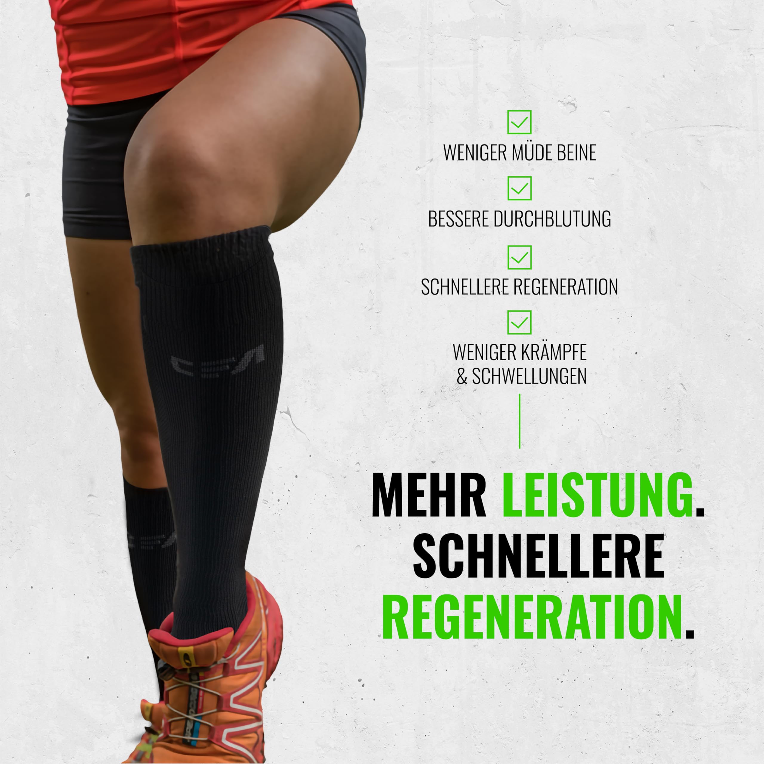 CFA V1 | 2x Paar | Kompressionsstrümpfe Damen & Herren | Ideal fürs Laufen, Fitnessstudio, Radfahren, Muskelerholung oder Workouts - Kompressionsstrümpfe Herren & Damen | Nachhaltige Dänisches Design 6