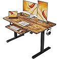 FEZIBO Standing Desk with Keyboard Tray, 48 × 24 Inches Electric Height Adjustable Desk, Sit Stand Up Desk, Computer Office Desk, Rustic Brown