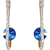 Navachi 18k Gold Plated Zircon Crystal Hook Stud Earrings