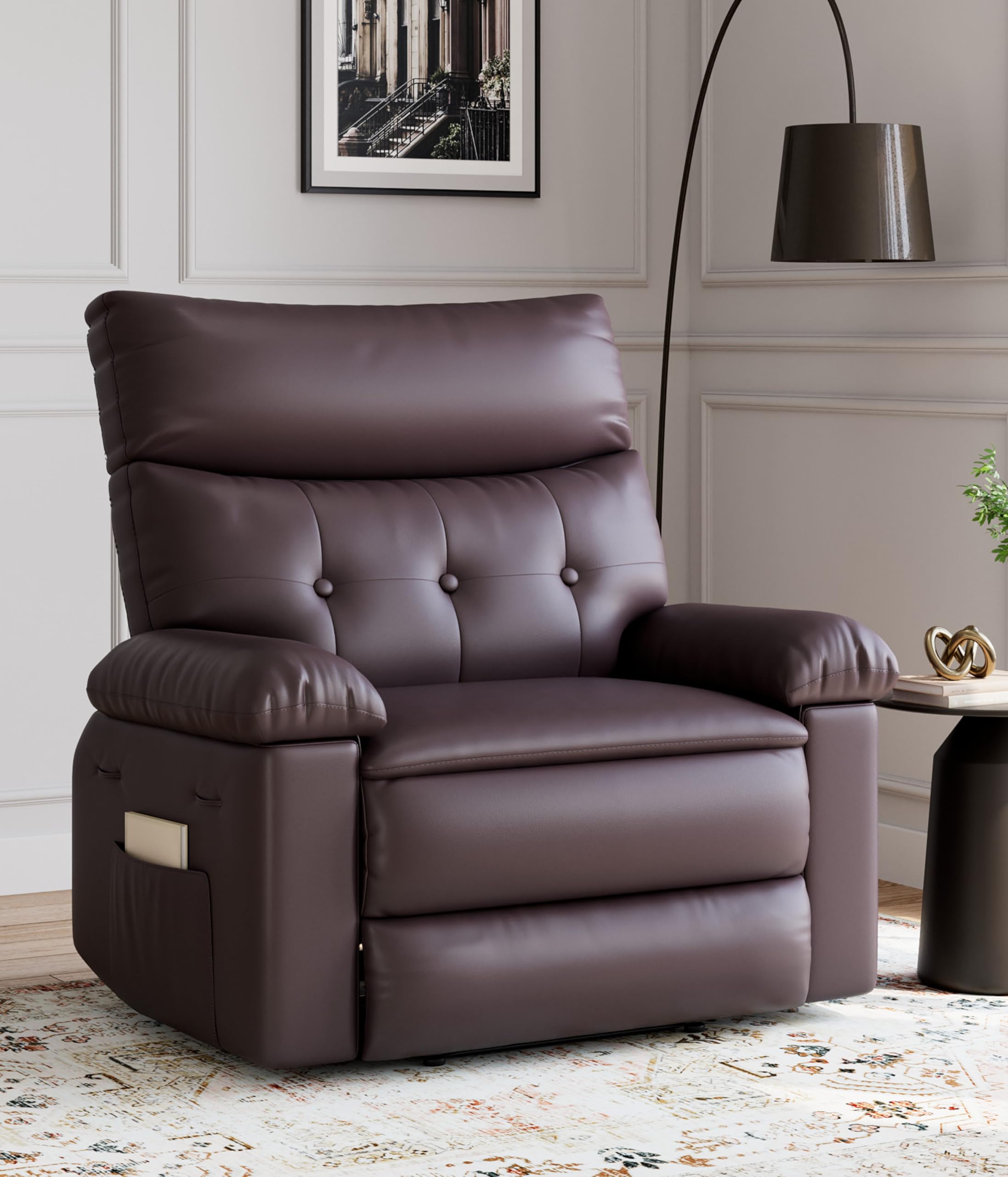 Photo 1 of ***PARTS ONLY***GarveeHome Oversized Wide Recliner Chair - Faux PU Leather Large Manual Recliner for Adults, Lazy Chair with 1.5X Sponge Comfort Arm and Back for Living Room, Bedroom