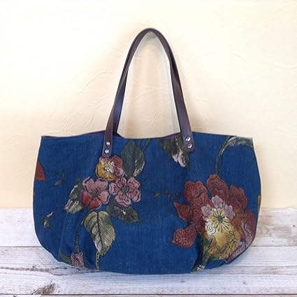 Amazon Co Jp Jam S Ukulele Swk 177 リネンバッグ 布バッグ ネイビー 花柄 麻バッグ かぼちゃバッグ ぷっくり バッグ 丸底 ハンドメイド 手作り プレゼント 楽器