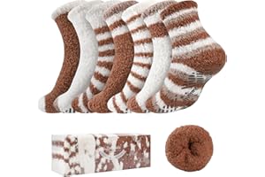 Bulinlulu Fuzzy Socks with Grips Plush Sleep Cozy Winter Soft Hospital Fluffy Socks Gifts for Womens Mens Gifts