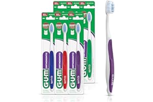 GUM Orthodontic Toothbrush, Soft, V Shaped Trim, Pack of 6 Single toothbrushes, Colour May Vary