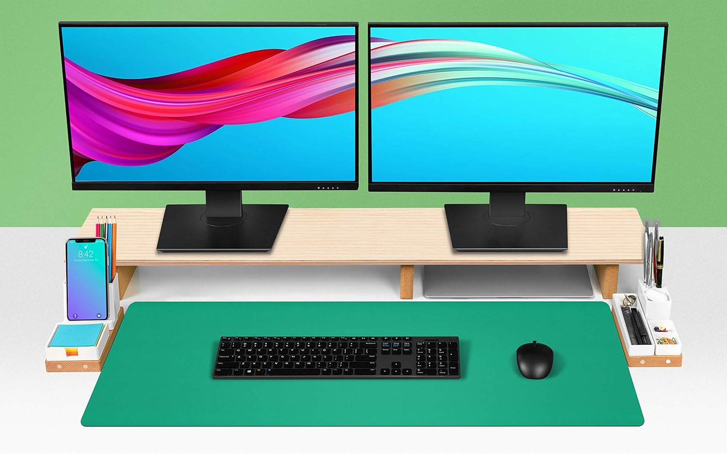 Leather Desk Pad Protector,Mouse Pad,Office Desk Mat, Non-Slip PU Leather Desk Blotter,Laptop Desk Pad,Waterproof Desk Writing Pad for Office and Home (23.6" x 13.7", Vivid Green): Electronics