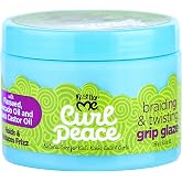 Just For Me Curl Peace Braiding &amp; Twisting Grip Glaze - Holds &amp; Reduces Frizz, Contains Flaxseed, Avocado Oil &amp; Black Castor Oil, Nourishes &amp; Strengthens Hair 5.5 oz