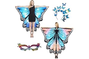 plainshe Butterfly Wings Double-Sided, Fairy Wings for Adults, Halloween Costumes for Women, 3PCS Cape Set