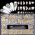Yzzseven 12 Styles of 600 Champagne Diamonds + 2500 Flat Rhinestones Mix 20 Styles Flatback Rhinestone Crystals 3D Decorations Flat Back Stones Gems Set +Tweezers + Drill Pen