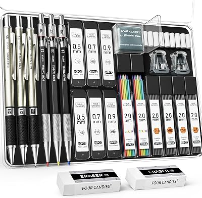 Four Candies Art Mechanical Pencil Set with Case and 432 Lead Refills