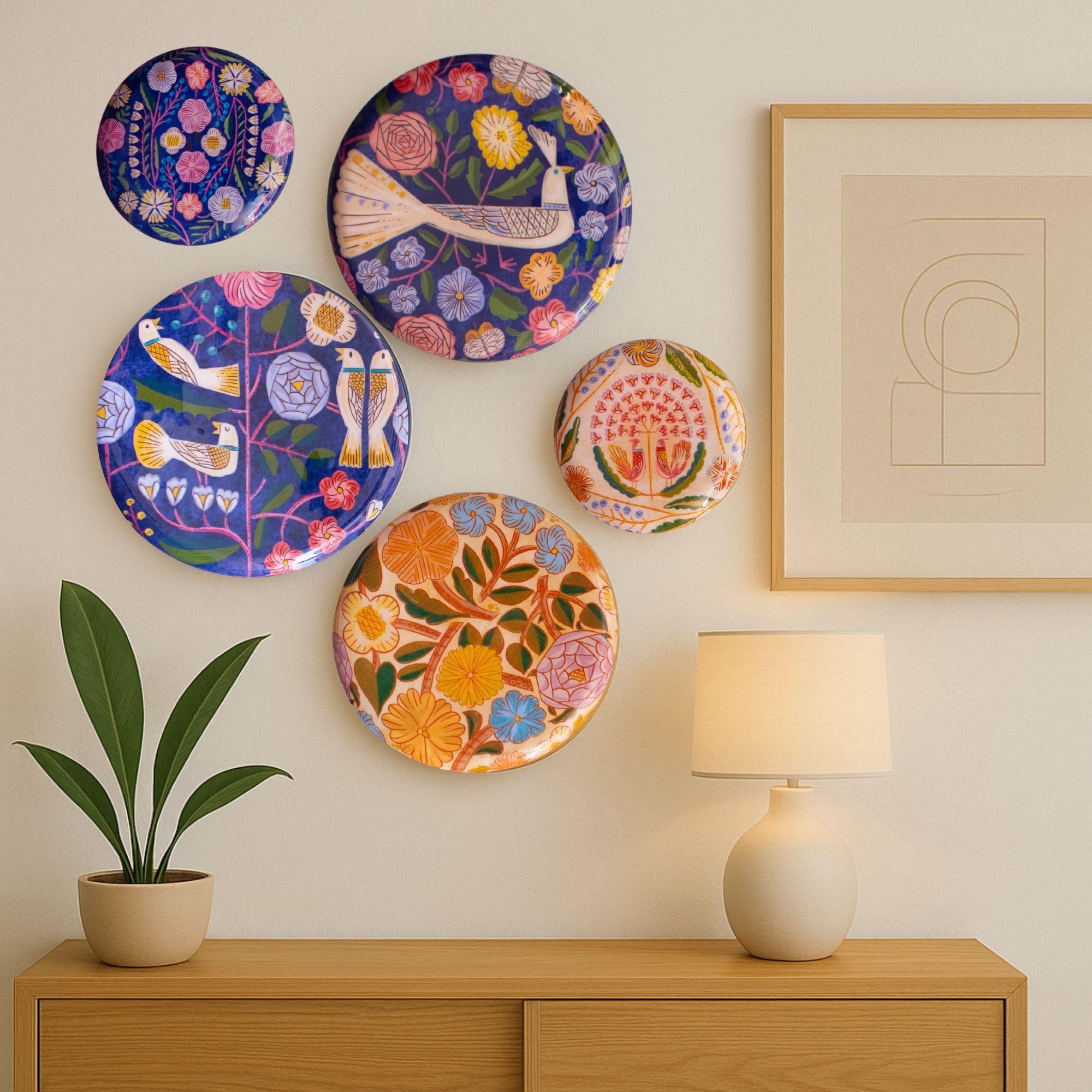 Photo 1 of RITUALISTIC Kashmiri Wall Plates for Home Decoration | Wall Decor items for living room | Metal wall décor | Gift items for unisex | Wall art | Home Décor & Valentine's Gift Items | Set of 5 plates