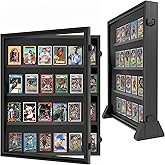 24 Graded Card Display Case, Baseball Card Display Stand, UV Protection, Storage Cabinet, Wall Mounted, Sports Cards, Baseball Trading Card, Wall Display Case, Case Stand, PSA, MTG, Black