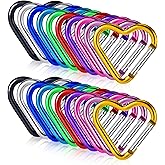 Ferraycle 40 Pieces Heart Shape Keychain Clip Aluminum Alloy Carabiner Keychain Clip Spring Snap Hook Loaded Hook for Outdoor