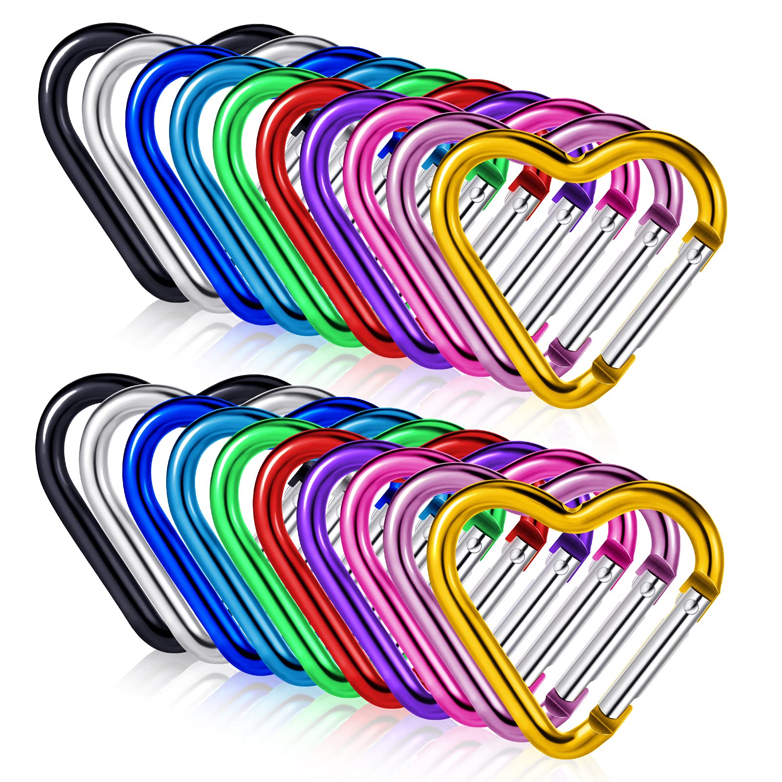 Photo 1 of Ferraycle 20 Pieces Heart Shape Keychain Clip Aluminum Alloy Carabiner Keychain Clip Spring Snap Hook Loaded Hook for Outdoor