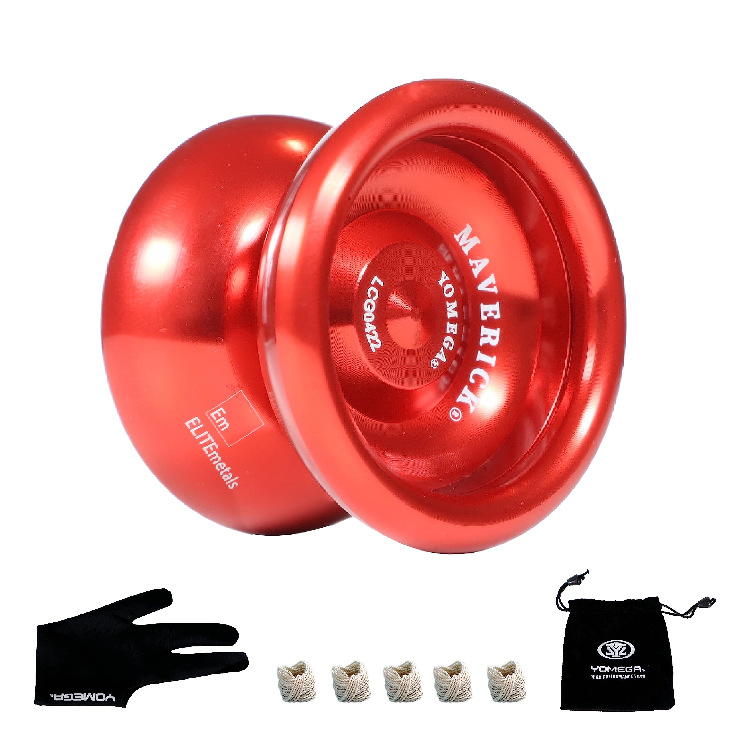 Yomega Maverick - Professional Aluminum Metal Yoyo for Kids and Beginners with C Size Ball Bearing for Advanced yo yo Tricks and Responsive Return + Extra 2 Strings & 3 Month Warranty (Red)