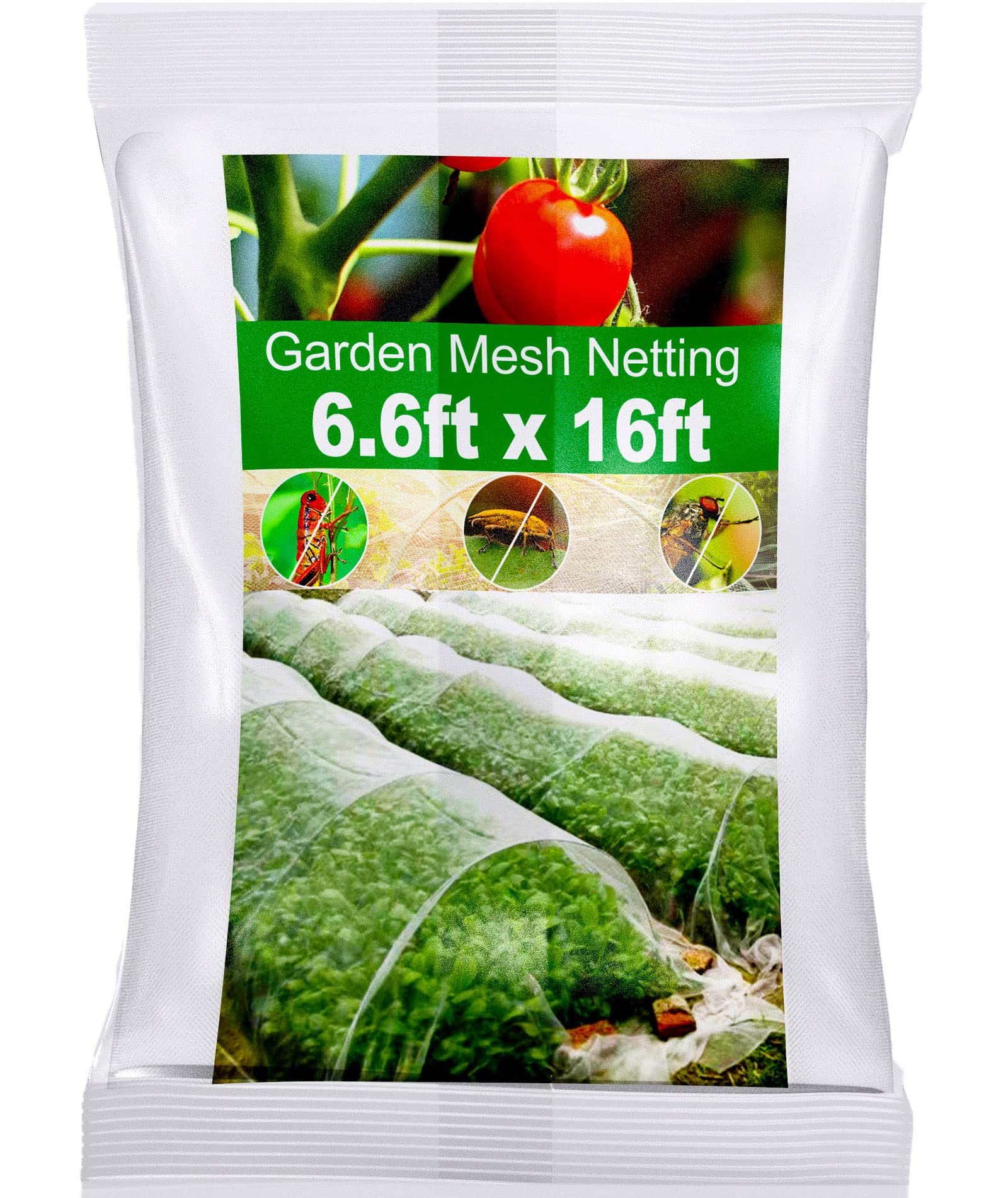 Wohohoho Garden Insect Mesh Netting 6.6ft x 16ft (2m x 5m), 1mm Ultra Fine Plant Covers for Garden Protection. Mosquito Net Pest Barrier for Vegetables Fruits Greenhouse Row Cover Raised Bed Barrier