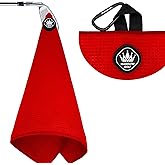 Magnetic Golf Towel with Carabiner Clip, Microfiber Waffle Design - Industrial Strength Magnet for Strong Hold to Golf Bags, Carts & Clubs - Red