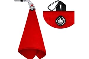 MAGOLFIN Magnetic Golf Towel with Carabiner Clip, Microfiber Waffle Design - Industrial Strength Magnet for Strong Hold to Golf Bags, Carts & Clubs - Red