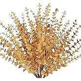 GnFlus 5 Pcs Artificial Eucalyptus Stems Fall Eucalyptus Leaves Autumn Leaf Branches Fall Decorations with Foam Fall Leaves for Home Floral Arrangement Autumn Festival Thanksgiving Decor Yellow