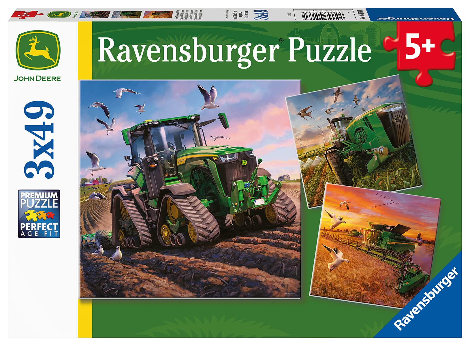 Photo 1 of Ravensburger Seasons of John Deere 3 x 49 Piece Jigsaw Puzzle Set for Kids - 05173 - Every Piece is Unique, Pieces Fit Together Perfectly