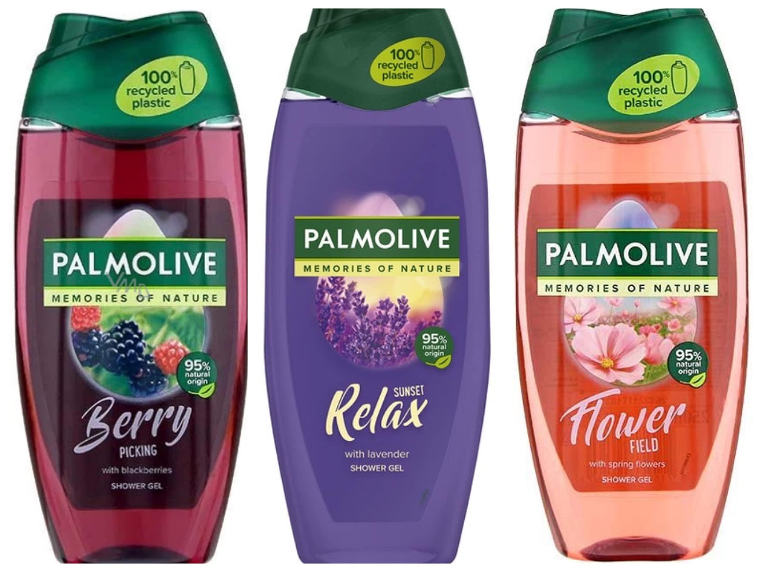 Palmolive Memories of Nature Shower Gel Set 3 x 250 ml Bottles Flower Field, Relax & Berry Picking from Kingdom Supplies with exclusive Beauty Tips