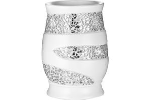 Zahari Home Sinatra Bath Tumbler Toothbrush and Toothpaste Holder Makeup Brushes Organizer, White