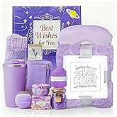 Gift Basket for Women, Birthday Gifts for Women Self Care Gifts Get Well Soon Gifts, Flannel Blanket,Tumbler, Relaxing Spa Gifts for Mom Best Friend Wife Girlfriend Sister Her (Purple)