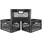 Hudson Exchange 19 x 13 x 11" (24 Quart, 3 Pack) Mesh Commercial Grade Milk Crate Handled Storage Container Tote, Black