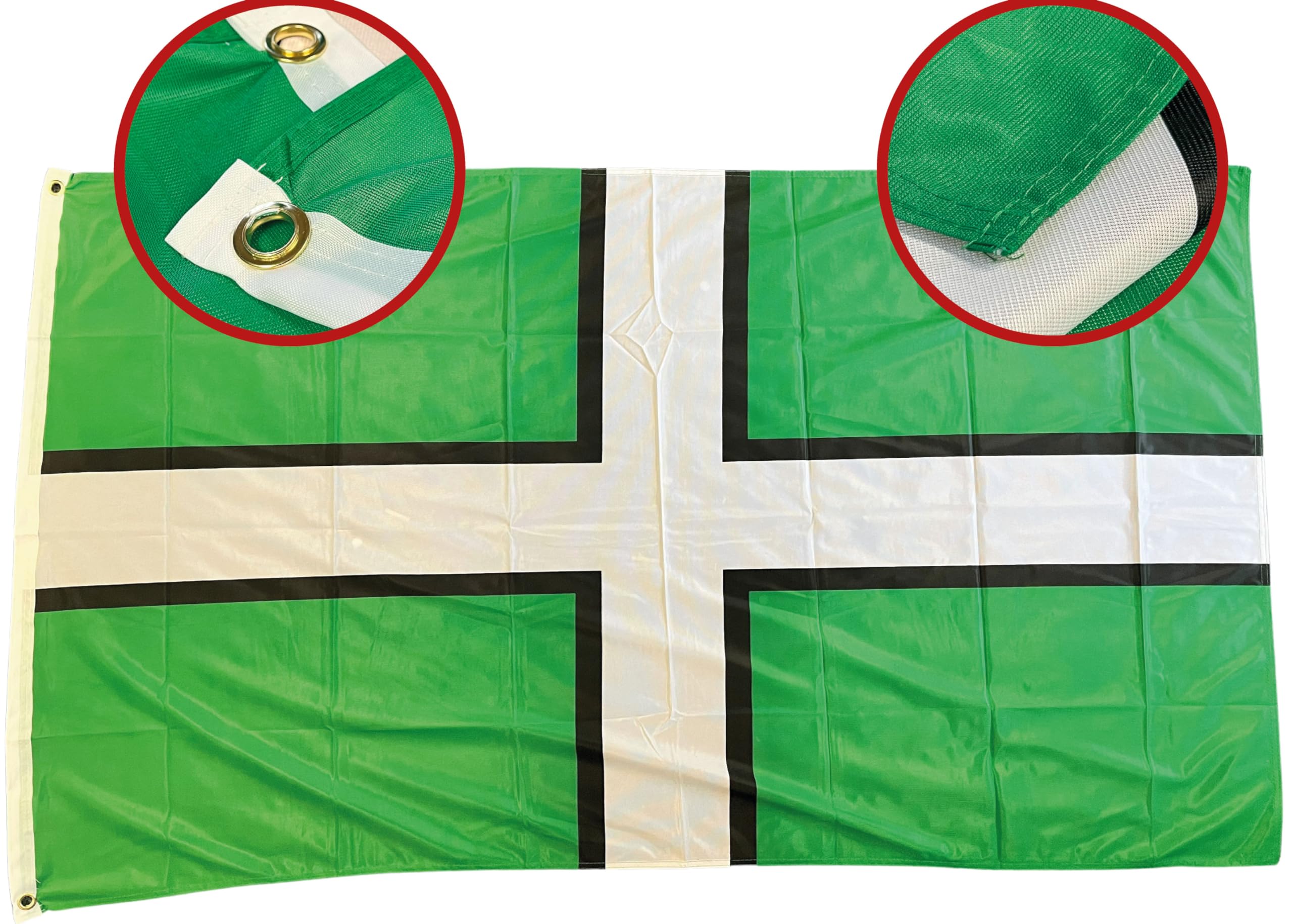 NWFlags Devon Flag 5ft x 3ft | Outdoor Heavy 110d Knitted Polyester | 5x3 St Petroc's Devonian English County Heavy Duty Strong Flag for Garden Flagpole with 2 metal eyelets