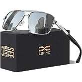 LUENX Aviator Sunglasses for Men Retro Square Polarized Polygon Shades UV 400 Protection
