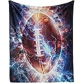 Football Throw Blanket - Soft Flannel Lightning Football Blankets for Girls Boys Kids Sports Lovers - Warm Throw Blankets for All Season Lap, Chair, Sofa - 50"x40"