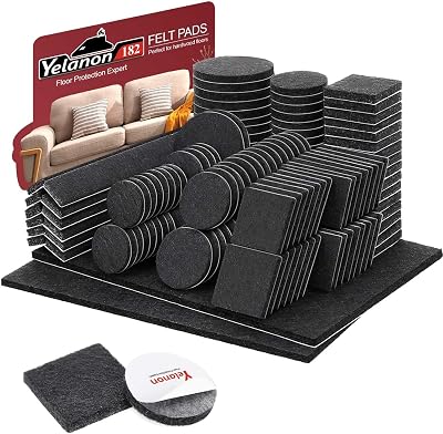 Yelanon Felt Furniture Pads 182 Pcs Self-Adhesive Floor Protectors