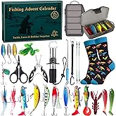 Fishing Advent Calendar 2025 for Men, 24-Day Fishing Tackle Advent Calendar with Lures, Tools, Tackle Box & Holiday Surprises, Christmas Countdown Gift for for Men, Dad, Husband
