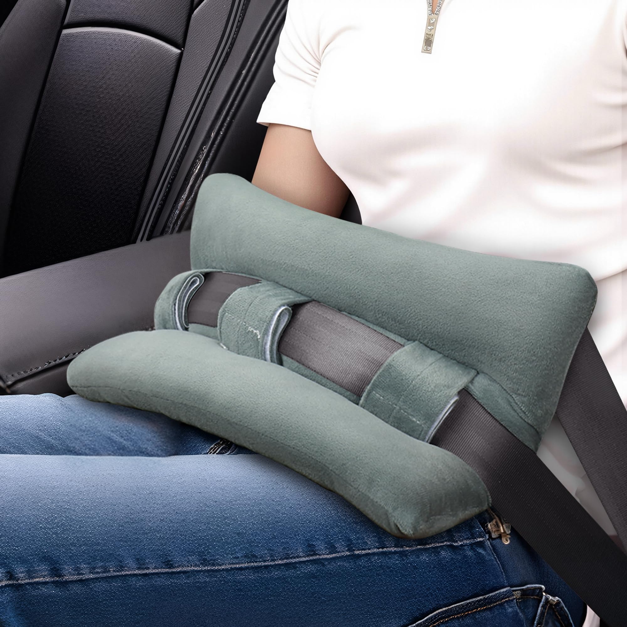 Photo 1 of Seat Belt Pillow for Mastectomy Post Surgery, Heart Pillows for After Heart Surgery Recovery, Chest Port Pacemaker Pillow for Chemo Patients Seatbelt, Gifts for Women After Hysterectomy (Gray)