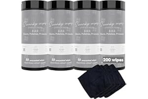 SWANKY WIPES Swanky Stainless Steel Cleaner Wipes - Grime & Grease Remover Kitchen Cleaning Supplies - Clean & Shine, For Stove Top, Refrigerator, Sink, Oven, & Household Appliances - Canister, 200 Count