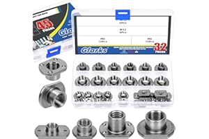 Glarks 32Pcs Weld Nuts Set, M6 M8 M10 M12 Tab Base UNC Carbon Steel Machine Screw T-Nuts 2 Projection 4 Projection for Furniture Vehicles Caster Industry Machine